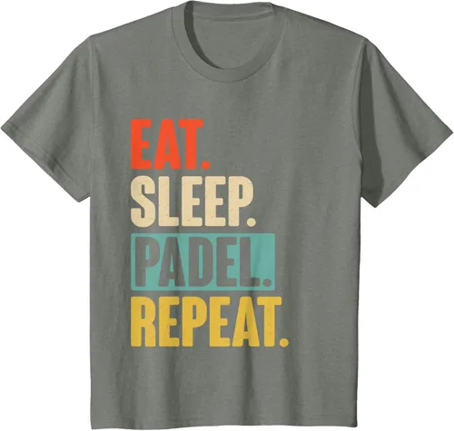 Vista 80 de Eat Sleep Padel Repeat - Camiseta de pádel retro vintage, Negro
