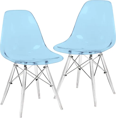 Vista 16 de LeisureMod Cresco - Silla de comedor moldeada moderna con base Eiffel cromada y patas de soporte acrílicas en forma de X, silla auxiliar ergonómica