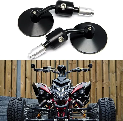 Vista 6 de Espejos laterales redondos para motocicleta de 7/8" en el extremo del manillar, compatibles con motos de calle, Cafe Racer, motos deportivas
