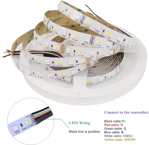 Vista 6 de LEDENET RGB+ CCT RGBWW Tira de luces LED DC24V 540LEDs 2800K-6500K cambio a todo color 5050 RGB 2835 luz blanca cálida luz blanca flexible LED cinta