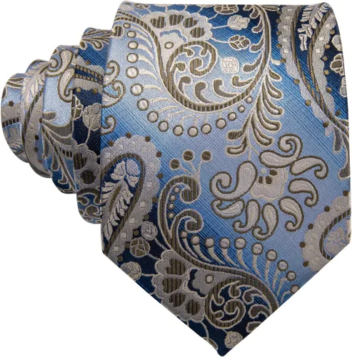 Vista 6 de Barry.Wang Conjunto de moda de corbata de cachemira, gemelos y corbatas para hombre, tejido de seda