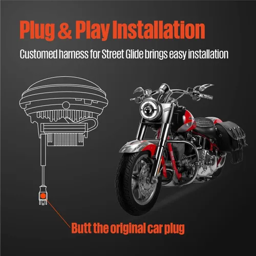 Vista 3 de KTMOTO - Faro delantero de motocicleta compatible con Street Glide 2014-2023, faro delantero de motocicleta de 7 pulgadas con luz alta y baja, faros