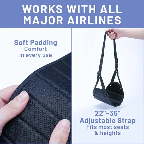 Vista 7 de BASIC CONCEPTS Hamaca de pie de avión para artículos esenciales de viaje en avión, artículos esenciales para viajes en avión, reposapiés de vuelo