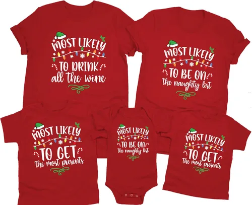 Vista 4 de Most Likely to Christmas Shirts - Family Matching Christmas Shirts - Funny Holiday Graphic T-Shirt for Men & Women Black