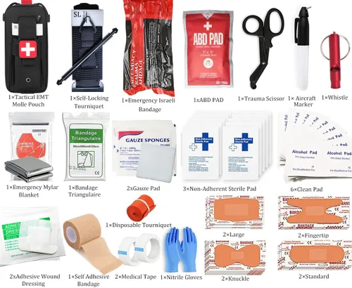 Vista 2 de Kit Médico de Trauma Kit de Control de Sangrado, Kits de Primeros Auxilios de Supervivencia de Emergencia EMT IFAK Kit Médico para Control