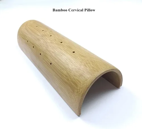Vista 3 de HJJKKH 1 almohada cervical de bambú para el cuello de sauna y 1 almohada de cintura de sauna de bambú para cuello rígido, dolor de hombro, salud