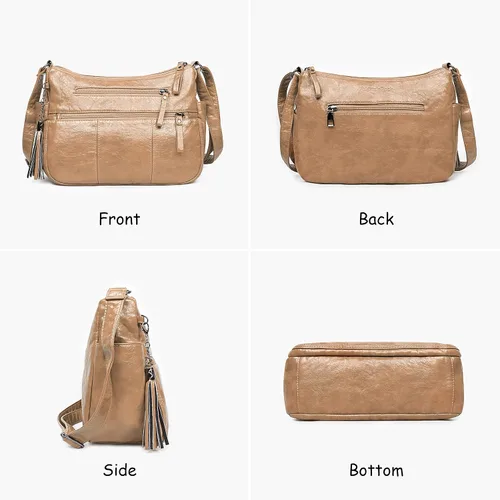 Vista 4 de Bolsos VOLGANIK ROCK para mujer de piel sintética suave, bolso de hombro para damas, bolso bandolera y bolsos de mano, liviano, con bolsillos