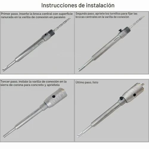 Vista 5 de El agujero concreto de 3pcs vio los equipos, acero de tungsteno SDS más la broca concreta