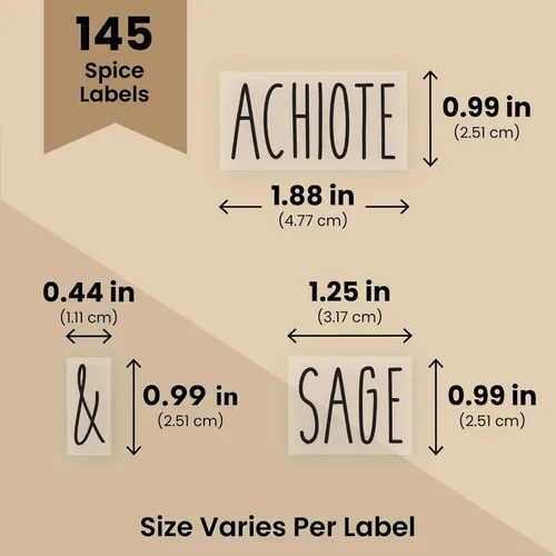 Vista 5 de Talented Kitchen Calcomanías de etiquetas de especias, vinilo negro, paquete de 145 unidades, 1 pulgada, etiquetas preimpresas para tarros