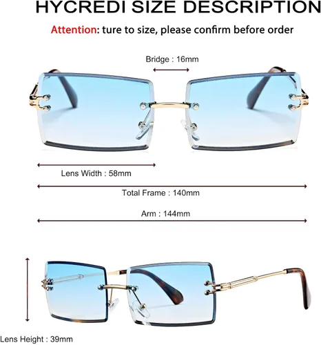 Vista 11 de Gafas de sol rectangulares para hombres/mujeres, gafas de sol pequeñas sin montura cuadrada