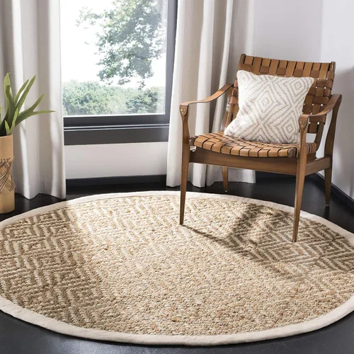 Vista 17 de SAFAVIEH Natural Fiber Collection - Alfombra decorativa, 2.3 x 4 pies, azul tropical y natural, yute bohemio con borlas de diamante, hecho a mano