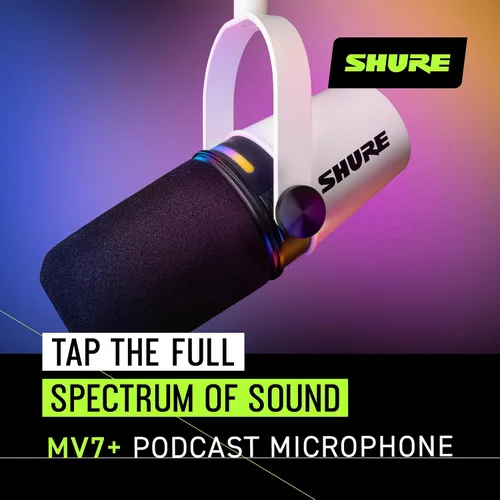 Vista 10 de Shure Micrófono dinámico MV7+ para podcast, certificado OBS, audio mejorado, panel LED, salidas USB-C y XLR, modo de nivel automático, filtro