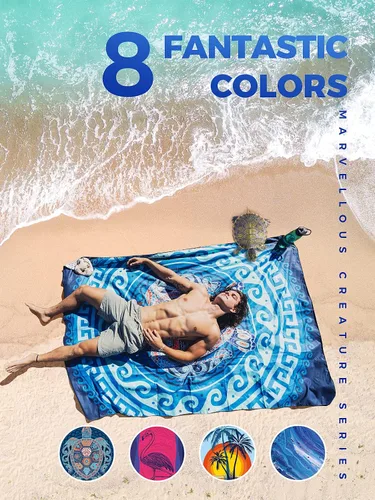 Vista 2 de Ocoopa - Toalla de playa de microfibra de secado rápido, extragrande, 63 x 31 pulgadas, que repele la arena y superligera, para piscina, campamento