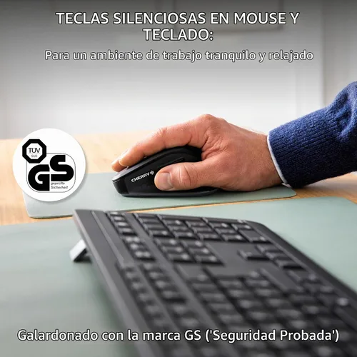 Vista 6 de Cherry Stream Comfort Teclado y Ratón Inalámbricos de Escritorio Mecanismo de Tijeras USB SX Silencioso Susurrante Tecladazo