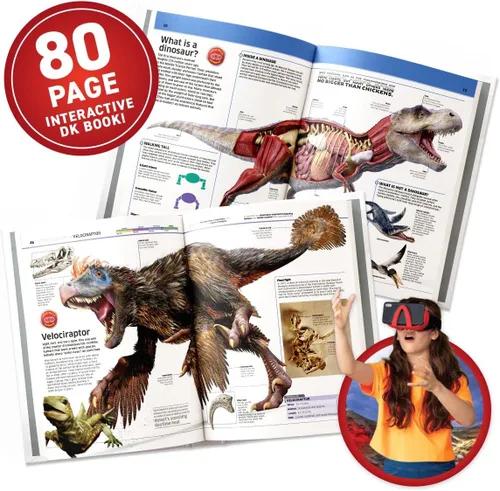 Vista 4 de Abacus Brands Caja de regalo de dinosaurios de realidad virtual, libro interactivo ilustrado de realidad virtual y juego de actividades