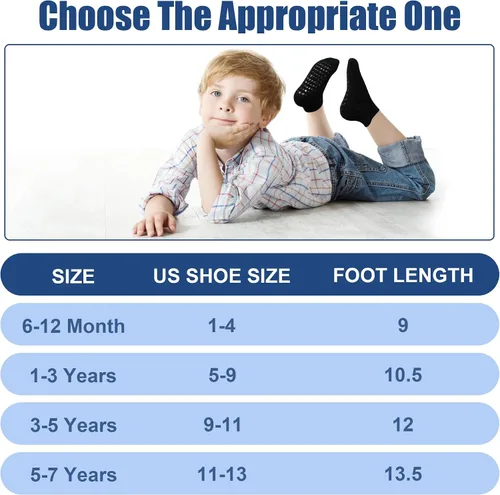 Vista 7 de SkiBeaut 15 pares de calcetines antideslizantes para niños pequeños, calcetines antideslizantes para niños y niñas de 0 a 7 años