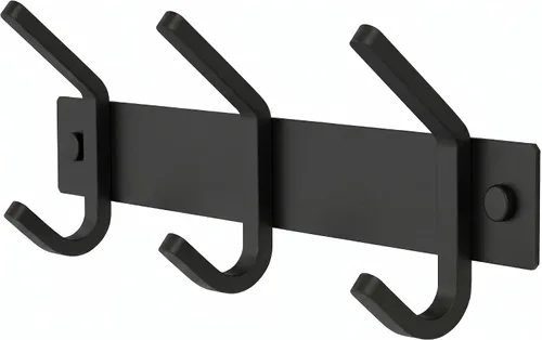 Vista 30 de Perchero de Abrigos Pequeño Negro Mate para Pared – Riel de Ganchos de Acero Inoxidable de 6 Pulgadas con 2 Ganchos Dobles para Abrigos