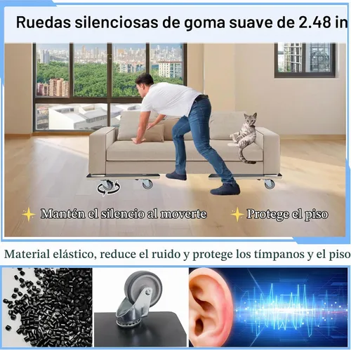Vista 5 de Carrito Móvil para Muebles Plataforma de Madera 2 Paquetes, 17.32 x 9.06 pulgadas, Capacidad de 882 libras Carritos de Madera Resistentes