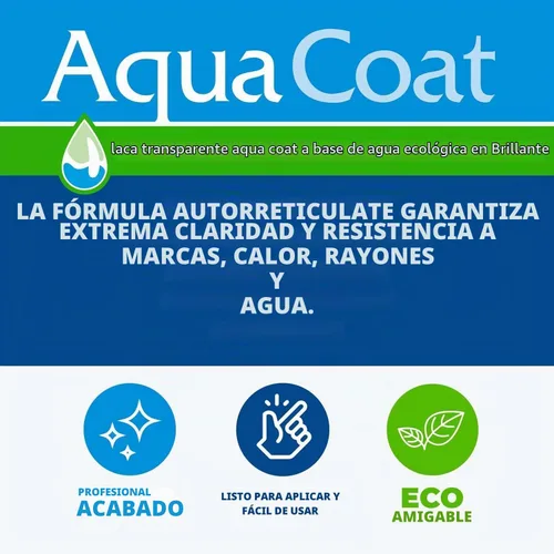 Vista 8 de Aqua Coat - Laca transparente con acabado brillante, a base de agua de primera calidad para madera y plástico, secado rápido, no se amarillea