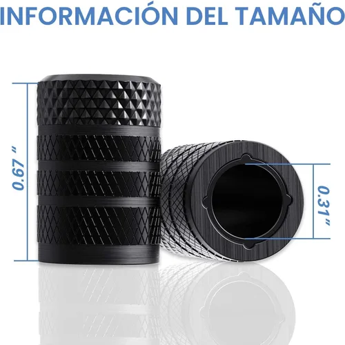 Vista 4 de CKAuto Tapones para válvula de neumático, aluminio negro, 4 unidades/paquete