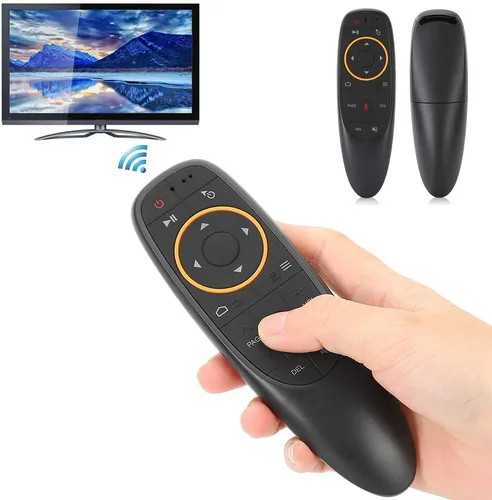 Vista 5 de Control remoto por voz, mouse de aire 2.4G, mini teclado con giroscopio, Plug and Play, receptor USB, para computadora, proyectores, cajas de TV