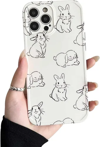 Vista 7 de Casechics Funda compatible con iPhone, bonita funda suave a prueba de golpes con diseño de conejito de dibujos animados (blanco, iPhone 11)