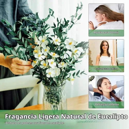 Vista 2 de Más de 20 ramas pequeñas conservadas de eucalipto seco tallos, 7-14 piezas de 17 pulgadas y 4 onzas de eucalipto real natural para ducha, plantas
