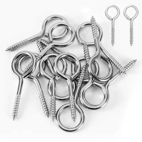 Vista 11 de AUGSUN Tornillos de ojo, 700 piezas de tornillos de ojo plateados de 8 x 4 mm, mini ganchos de ojo para manualidades, proyectos DIY y tapas