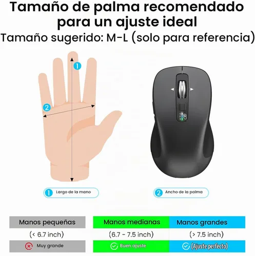 Vista 8 de CITLLA Wireless Bluetooth Mouse, Multi-Device Ergonomic Mouse All Gray