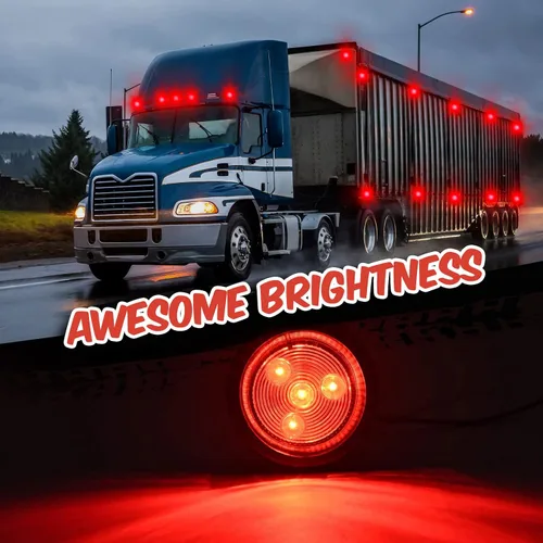 Vista 5 de Macarrie 24 piezas de 5,08 cm de diámetro, luces indicadoras LED redondas, impermeables, para remolque, luz lateral para remolque, 12-24v