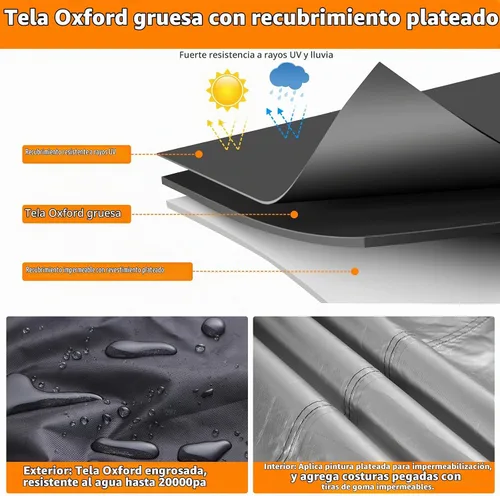 Vista 6 de Fundas impermeables para muebles de patio, 110 pulgadas de largo x 84 pulgadas de ancho x 28 pulgadas de alto, fundas resistentes para muebles