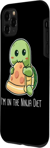 Vista 2 de Funda para iPhone 11 Pro Max I'm On The Ninja Diet Divertida Tortuga Comiendo Pizza Nerd Geek