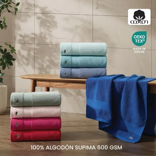Vista 5 de Lacoste Heritage - Sábana de baño de 100 % algodón Supima, aloe, 35" x 70", altamente absorbente y de secado rápido, toalla de baño súper suave