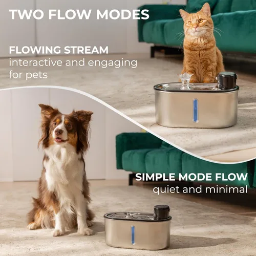 Vista 5 de Fuente de agua inalámbrica para gatos de acero inoxidable de 108 oz/3.2 L Batería de 5200 mAh, autonomía de 50 días, sensor de movimiento, ultra