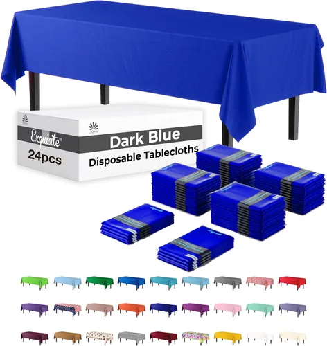 Vista 22 de Party Solids Mantel rectangular de plástico color azul aguamarina, 54 x 108 pulgadas, paquete de 24
