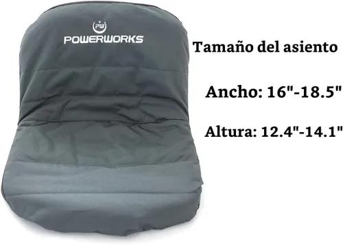 Vista 2 de POWERWORKS Cubierta para asiento de cortacésped Deluxe Riding resistente al clima, Mediana, Negra
