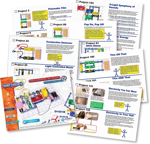 Vista 5 de Snap Circuits Jr. Select SC-130 Kit de exploración electrónica Más de 130 proyectos Manual de proyecto a todo color Más de 30 piezas