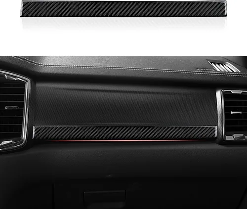 Vista 21 de Cubierta de Panel de Control Central de Fibra de Carbono para Tablero de Coche para Ford Ranger 2019 2020 2021 2022 2023 XLT Lariat XL Accesorios