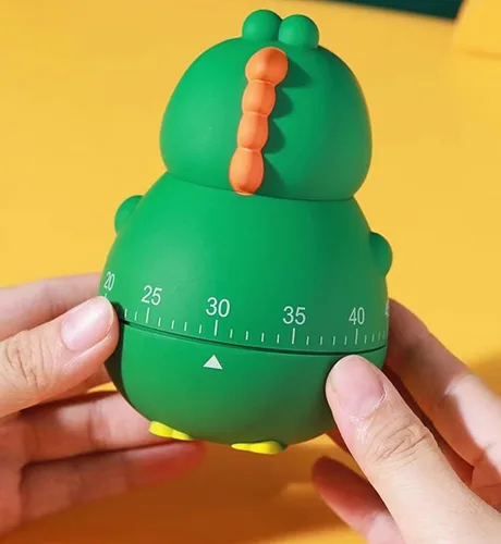 Vista 5 de Lindo dinosaurio 100% mecánico huevo temporizador de cocina para niños cocinar/leer/aula/hacer deportes (dinosaurio, verde)