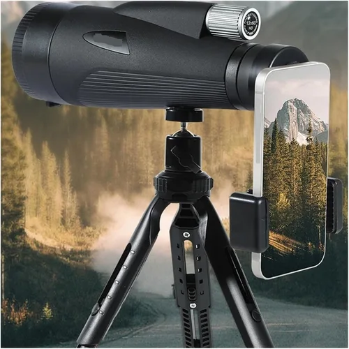 Vista 6 de Telescopio monocular de 12-36 x 60 pulgadas, zoom de largo alcance, con trípode clip para teléfono para observación de aves al aire libre