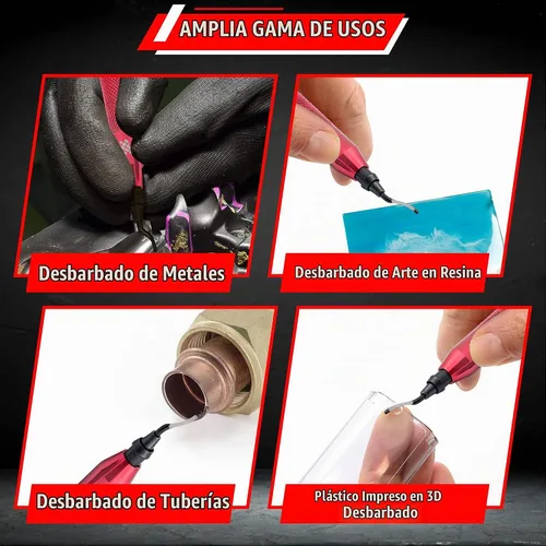 Vista 4 de AFA Tooling - Herramienta de desbarbado, 11 cuchillas M2, mango de aluminio anodizado CNC rojo Built for 3D printing, metal, PVC, copper, resin