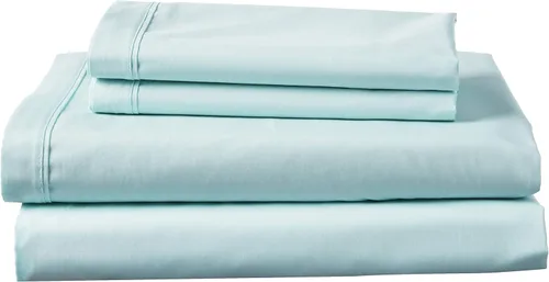 Vista 28 de Lacoste Juego de sábanas de 3 piezas 100% percal de algodón, frescas, crujientes, mate y duraderas, con certificación Oeko-Tex, color liso, azul