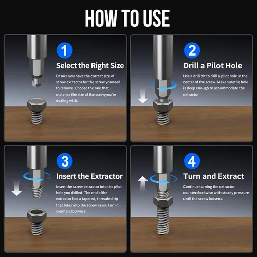 Vista 9 de STREBITO Juego de extractores de tornillos dañados, juego de 32 piezas de extractores de tornillos con eje de extensión magnético y adaptador