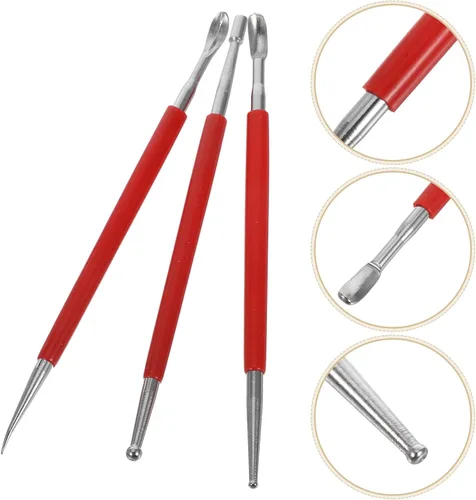 Vista 7 de Herramienta de artesanía de cuero, herramienta de modelado de puntos, lápiz capacitivo, herramienta de tallado, cuchara, bolas, grabado en relieve
