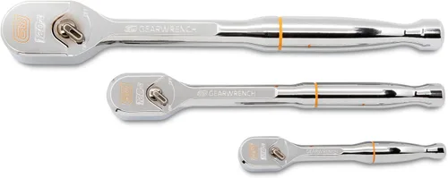 Vista 4 de GEARWRENCH - Juego de 2 piezas de trinquetes con mango flexible 120XP, material dual, en forma de lágrima, 1/4 y 3/8 pulgadas, 81204XP