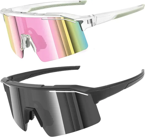Vista 12 de Polarized Sports Sunglasses for Men Women UV400 Protection Todo negro