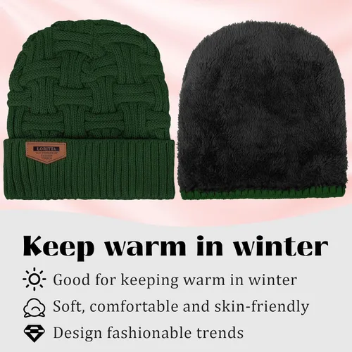 Vista 77 de Loritta Gorro de invierno cálido de punto grueso y holgado para hombre