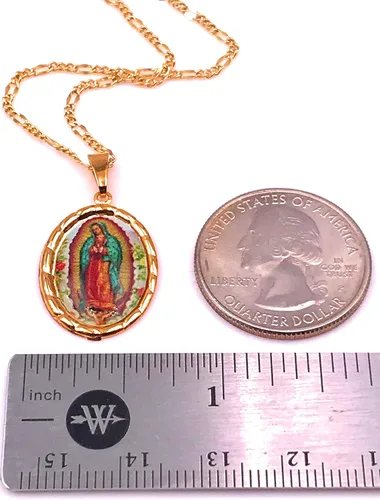 Vista 5 de LESLIE BOULES Virgen de Guadalupe - Collar con medalla de 175 pulgadas de largo cadena chapada en oro Metal