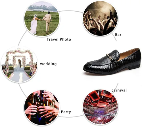 Vista 5 de JITAI Zapatos Penny de cuero con puntera de mocasín para hombre