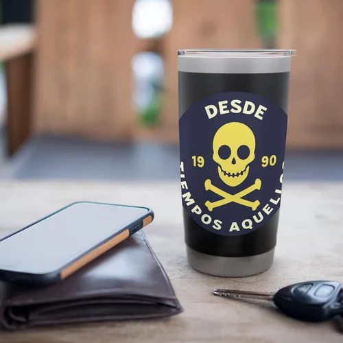 Vista 7 de Desde Tiempos Aquellos Skull 1990 Stainless Steel Insulated Tumbler Black